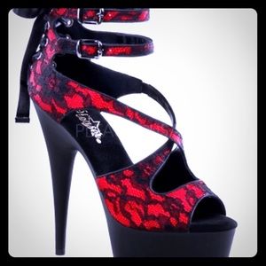 Pleaser 6 inch corset and lace sandal